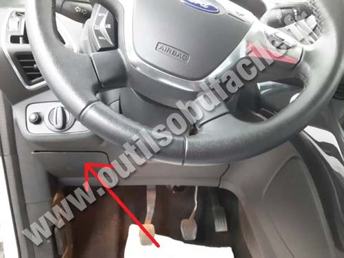 Ford Kuga under the steering wheel