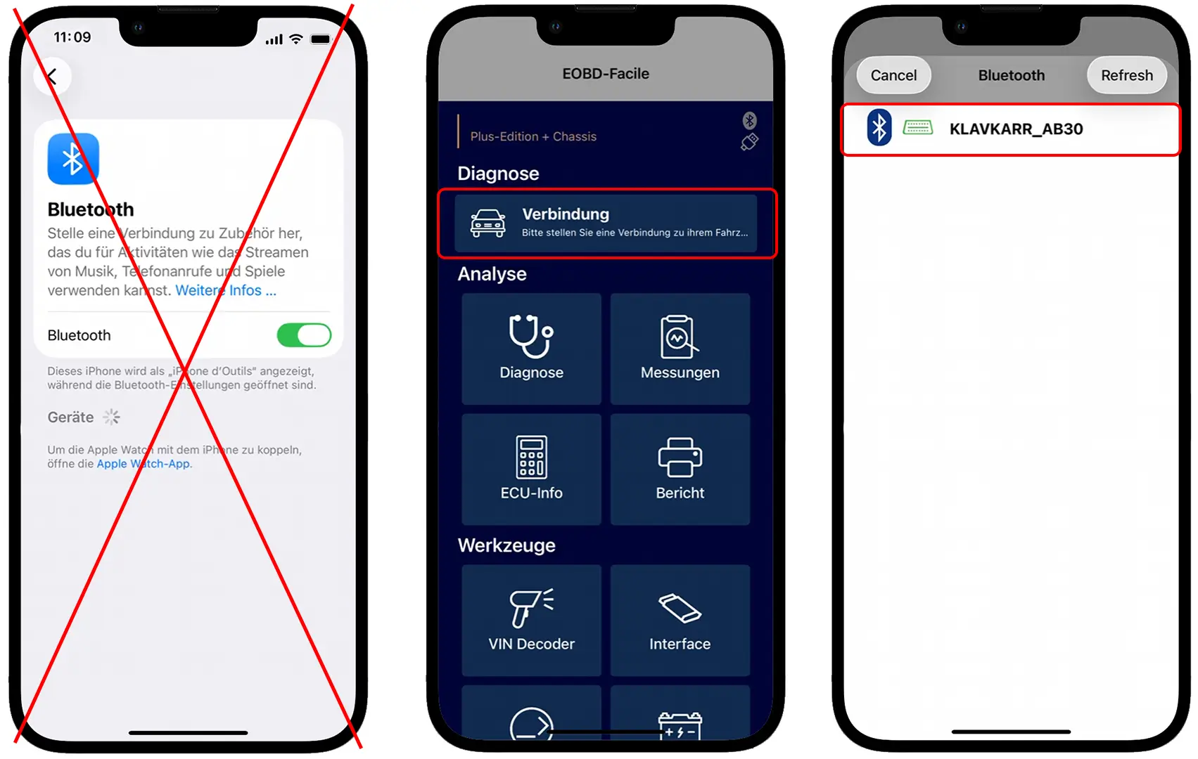 Das Pairing des klavkarr auf dem iPhone
