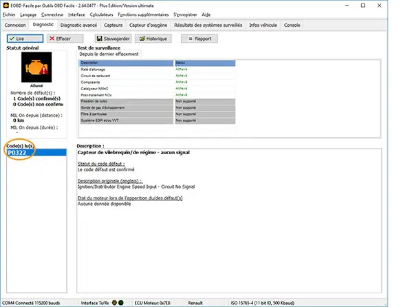 Fehlercode OT-Sensor Kurbelwelle